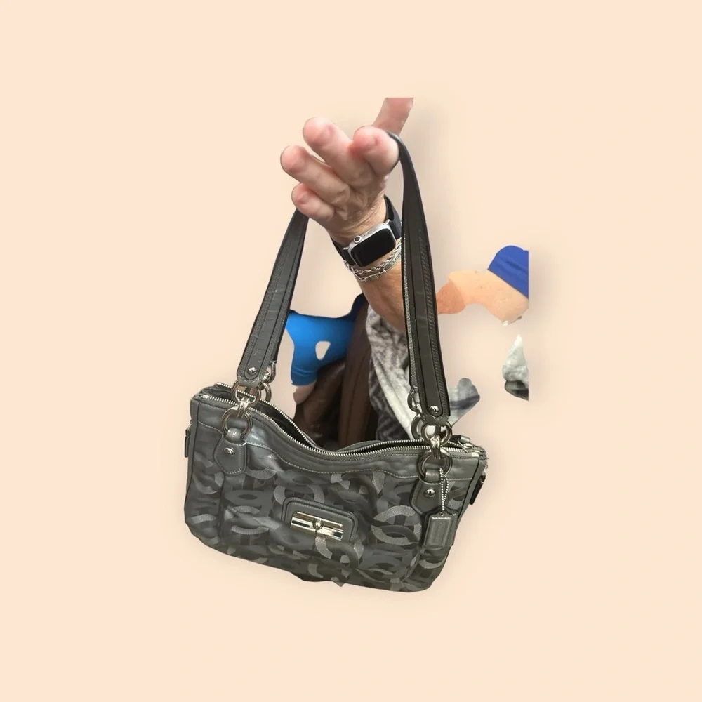 Coach Gray Monogram Hobo Shoulder Bag